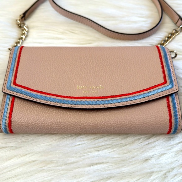 Kate Spade New York Eva Embroidered Wallet On A Change Clutch Crossbody Purse - Picture 7 of 16